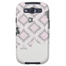 mutiges rosa weißes Damastmuster des schwarzen Dia Schutzhülle Fürs Galaxy S3