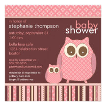 Mutter Owl u. Baby-Eulen-Rosa-Babyparty Individuelle Ankündigskarten