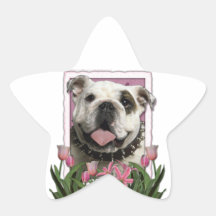 Mutter-Tag - rosa Tulpen - Bulldogge Sticker