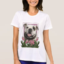 Mutter-Tag - rosa Tulpen - Bulldogge T-shirt