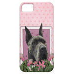 Mutter-Tag - rosa Tulpen - Deutsche Dogge - Grau Etui Fürs iPhone 5