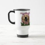 Mutter-Tag - rosa Tulpen - golden retriever Kaffeehaferl