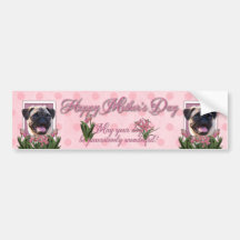 Mutter-Tag - rosa Tulpen - Mops Autosticker