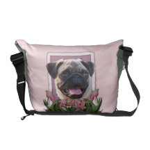 Mutter-Tag - rosa Tulpen - Mops Kurier Taschen