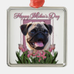 Mutter-Tag - rosa Tulpen - Mops Ornament