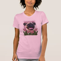 Mutter-Tag - rosa Tulpen - Mops Shirts