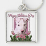 Mutter-Tag - rosa Tulpen - Pitbull Welpe - Petey Schlüsselband