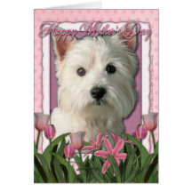 Mutter-Tag - rosa Tulpen - Westhochland Terrier Grußkarte