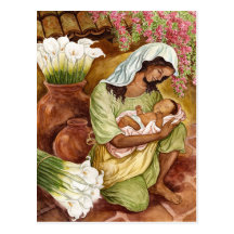 MUTTER U. KIND MIT CALA-LILIEN - MULTI POSTKARTE