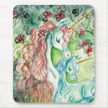 Mutter-und Baby-Einhorn Mauspad