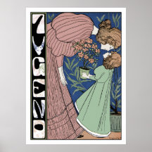 Mutter und Tochter - Kunst Nouveau Plakatdruck