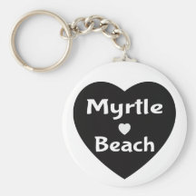 Myrtle Beach South Carolina Heart Black Keychain
