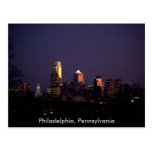 Nachtzeit-Skyline Philadelphias, Pennsylvania Postkarten