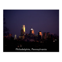 Nachtzeit-Skyline Philadelphias, Pennsylvania Postkarten