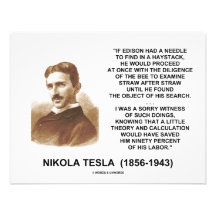 Nadel-Heuschober-Theorie-Zitat Nikola Teslas Ediso Personalisierte Ankündigungskarten