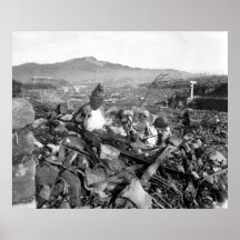 Nagasaki Japan nach der Atombombe Posterdruck