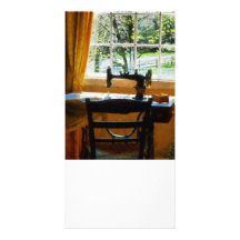 Nähmaschine durch Fenster Individuelle Foto Karte