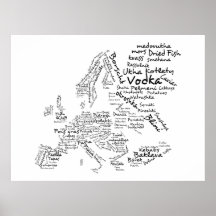Nahrungsmittelkarte von Europa (groß) Plakat