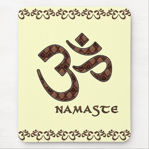 Namaste mit OM-Symbol Brown und Creme Mauspad
