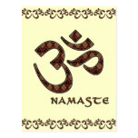 Namaste mit OM-Symbol Brown und Creme Postkarte