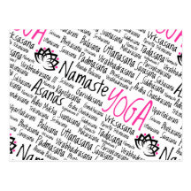 Namaste Yoga bringt Asana Pose-Sanskrit Namen in P Postkarten