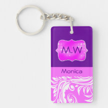 Namensmonogramm der rosa lila Mädchen Schlüsselanhänger