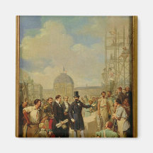 Napoleon III die Arbeiten am Louvre besuchend Magnete