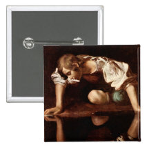 Narzisse durch Caravaggio Anstecknadelbutton