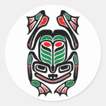 Native Haida Art Frog - black on white Stickers