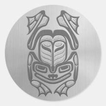 Native Haida Art Frog - Steel Effect Stickers