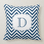 Navy and White Chevron Pattern Monogram kissen