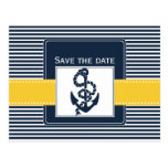 navy stripes,anchor, nautical save the date postkarten
