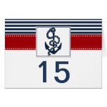 navy stripes, anchor nautical wedding table number karten
