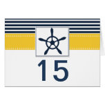 navy stripes, rudder nautical wedding table number karten