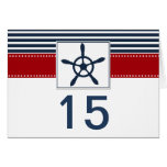 navy stripes, rudder nautical wedding table number karten