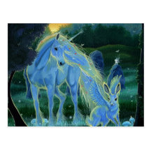 "Nebelhafter Hochsommer-Morgen-" Einhorn-Postkarte