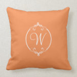 Nectarine Orange and White Ornate Monogram kissen