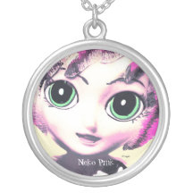Neko Mädchen, Rosa, die Halsketten-Schmuck der Mäd
