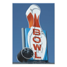 Neon Bowling Sign Photograph