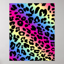 Neonregenbogen-Leopard-Muster-Druck Posterdrucke