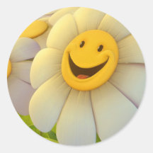 Nettes Blumen-Lächeln Runde Aufkleber