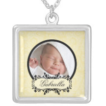 Neuer Baby-Halsketten-Foto-Schwarz-Gelb-Damast
