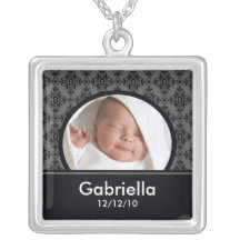 Neuer Baby-Halsketten-Foto-Schwarz-Schwarz-Damast-