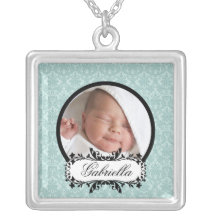 Neues Baby-Halsketten-Foto-Schwarz-blauer Damast-A