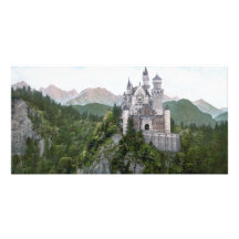 Neuschwanstein-Schloss-Lithographie Bild Karte