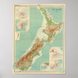 Neuseeland-Atlas-Karte Plakate