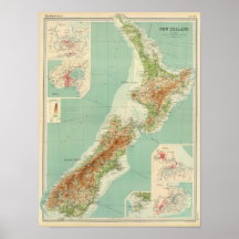 Neuseeland-Atlas-Karte Plakate