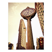 New York - Flatiron Gebäude und Uhr Photodrucke
