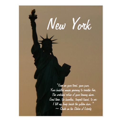 New York/Freiheitsstatue Zitat Postkarten Zazzle