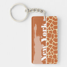 New York; Giraffe; Animal Print Acrylic Key Chain